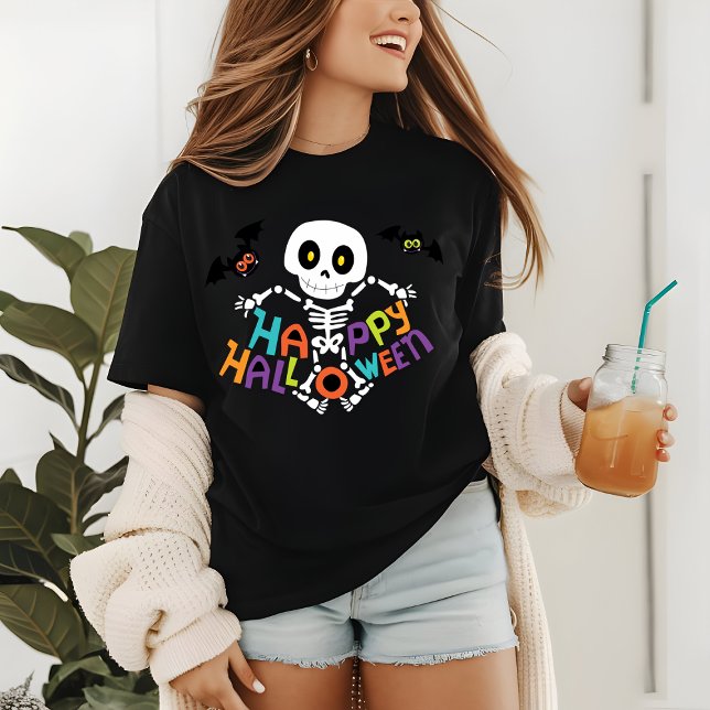 Cute Happy Halloween Skeleton Tri-Blend Shirt (Creator Uploaded)