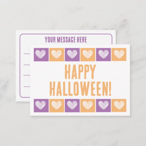 Cute Happy Halloween Typography Lined Mini Note Card