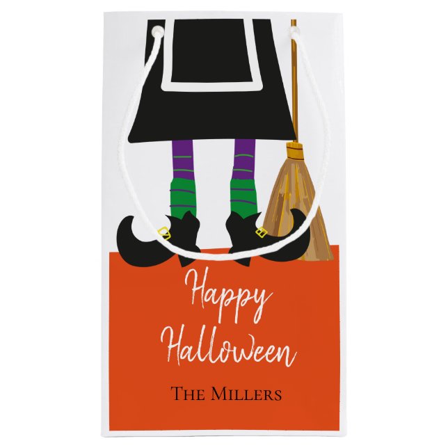 Cute Happy Halloween Witch Legs Personalized Small Gift Bag (Back)
