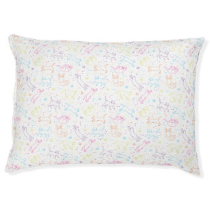 Cute happy hand drawn cats pet bed