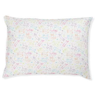 Cute happy hand drawn cats pet bed