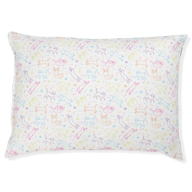 Cute happy hand drawn cats pet bed (Front)