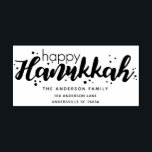 Cute Happy Hanukkah Return Address Self-inking Stamp<br><div class="desc">Fun and crafty, this Return Address rubber stamp is a great way to send some love to your friends and family this holiday season. The design features script font "happy Hanukkah" with snow bubbles above the text field where you can customize to fit your family name and address. Great for...</div>