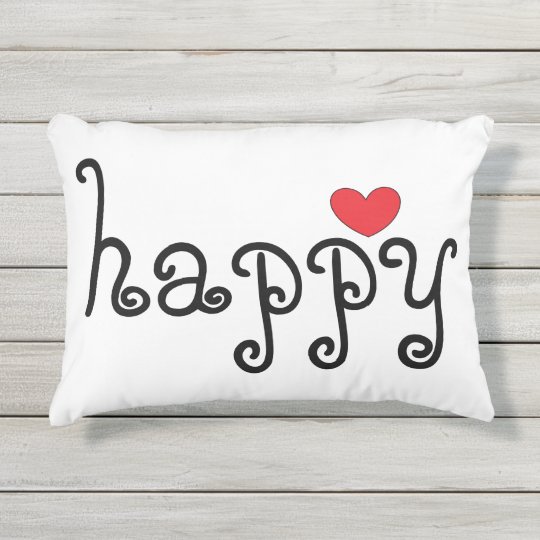Cute Happy Heart Outdoor Pillow Zazzle Com