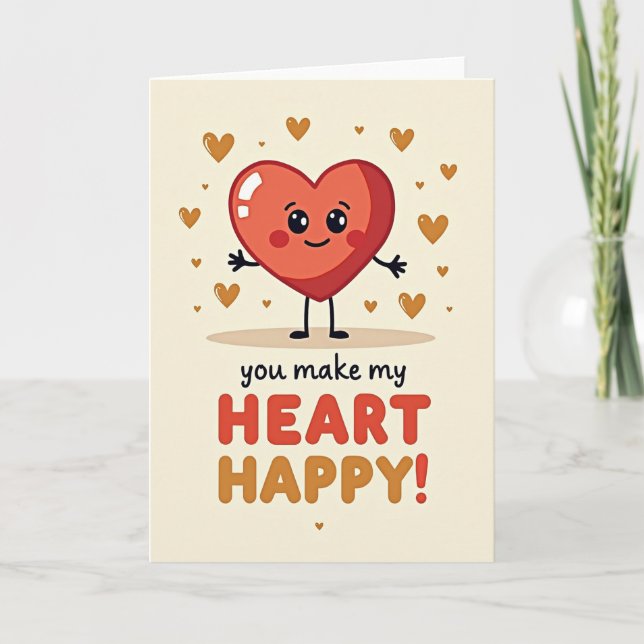 Cute Happy Heart Pattern Card (Front)