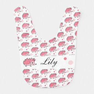 Cute Happy Hedgehog Monogrammed Baby Bib