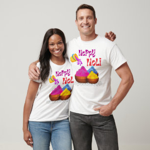 Cute Happy Holi couple  T-Shirt