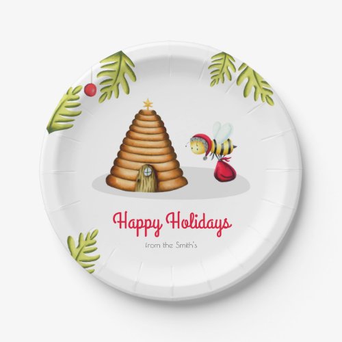 Cute Happy Holidays Bee Santa Claus From Family Paper Plates