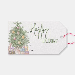 Cute Happy Holidays Holiday Tree Gift Tags