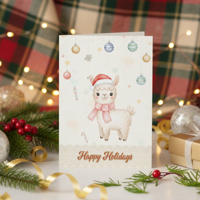Cute Happy Holidays Llama Holiday Card (Cute Happy Holidays Llama Holiday Card)