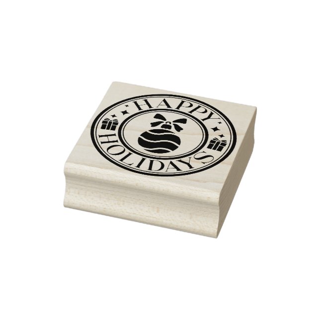 Cute Happy Holidays Rubber Stamp (Stamp)