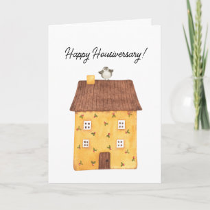 Cute Happy Housiversary New Home Client Letterpress Thank You Card