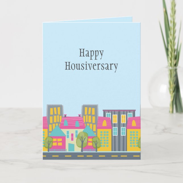 Cute Happy Housiversary Realtor Card (Front)