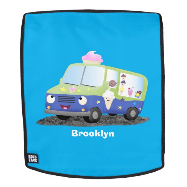 Cute happy ice cream truck cartoon backpack (Removable Face)