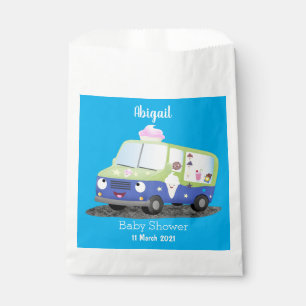 Cute happy ice cream truck cartoon favor bag