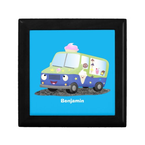 Cute happy ice cream truck cartoon gift box