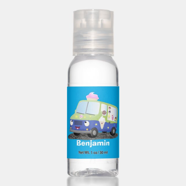 Cute happy ice cream truck cartoon hand sanitizer (Front)