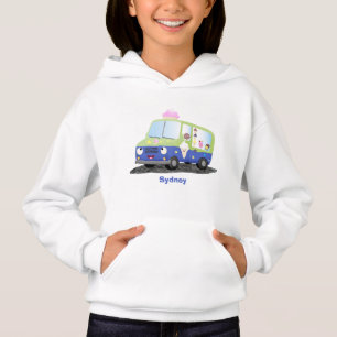Cute happy ice cream truck cartoon hoodie