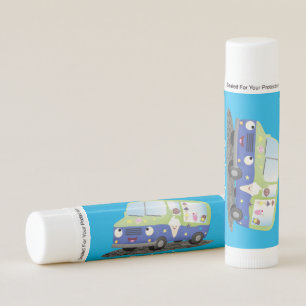 Cute happy ice cream truck cartoon lip balm
