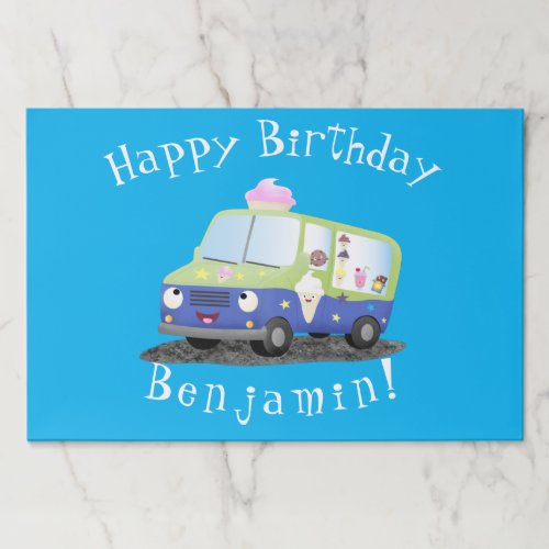 Cute happy ice cream truck cartoon paper pad