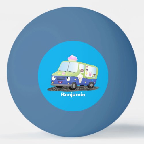 Cute happy ice cream truck cartoon  ping pong ball