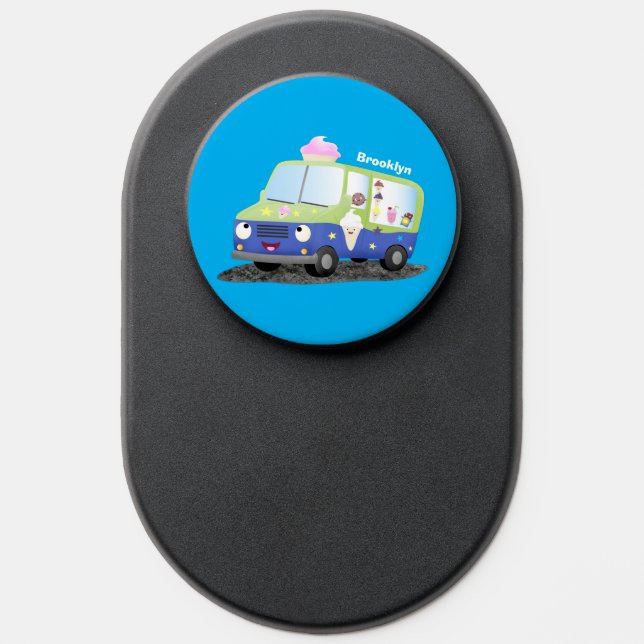 Cute happy ice cream truck cartoon PopSocket (Popsocket)