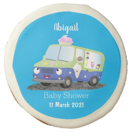 Cute happy ice cream truck cartoon sugar cookie