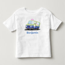 Cute happy ice cream truck cartoon