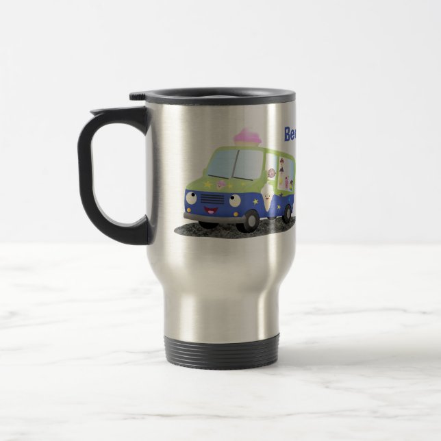Cute happy ice cream truck cartoon travel mug (Left)