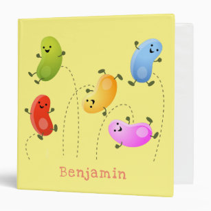 Cute happy jellybeans jumping cartoon illustration 3 ring binder