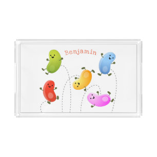 Cute happy jellybeans jumping cartoon illustration acrylic tray