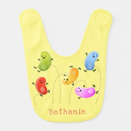 Cute happy jellybeans jumping cartoon illustration baby bib