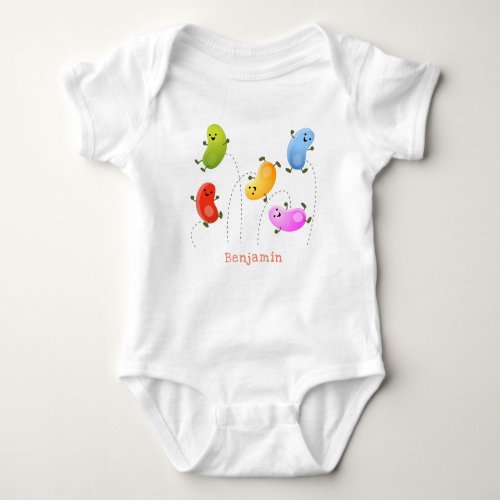 Cute happy jellybeans jumping cartoon illustration baby bodysuit