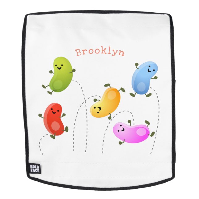 Cute happy jellybeans jumping cartoon illustration backpack (Removable Face)