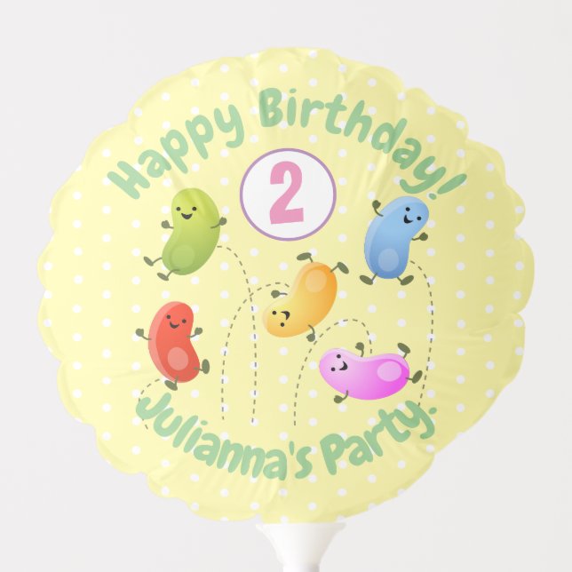 Cute happy jellybeans jumping cartoon illustration balloon (Front)