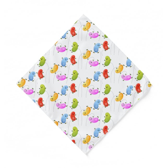 Cute happy jellybeans jumping cartoon illustration bandana (Front)