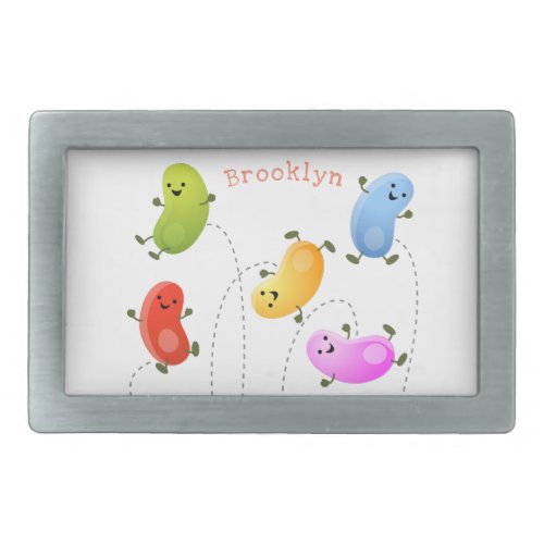 Cute happy jellybeans jumping cartoon illustration belt buckle