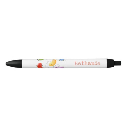 Cute happy jellybeans jumping cartoon illustration black ink pen