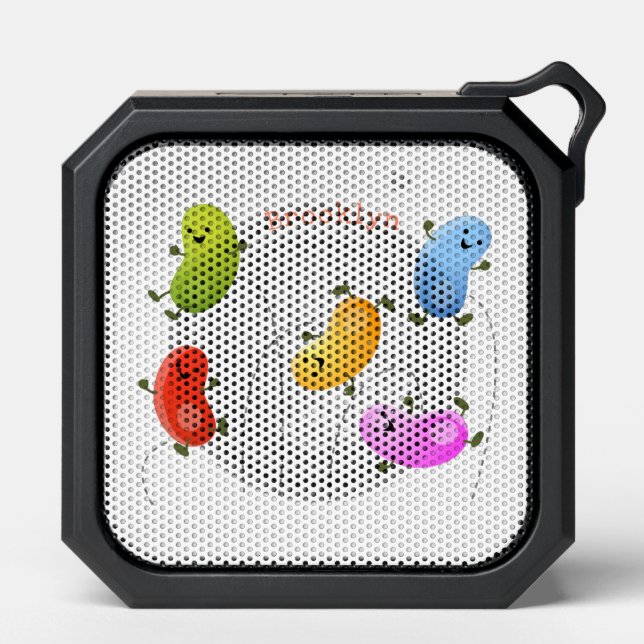 Cute happy jellybeans jumping cartoon illustration bluetooth speaker (Front)