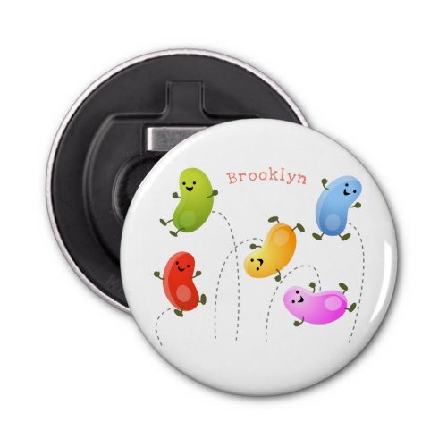 Cute happy jellybeans jumping cartoon illustration bottle opener