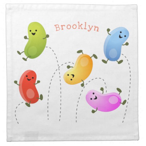 Cute happy jellybeans jumping cartoon illustration cloth napkin