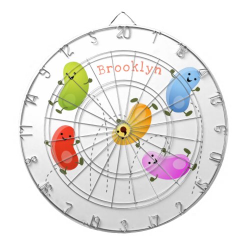 Cute happy jellybeans jumping cartoon illustration dart board