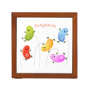 Cute happy jellybeans jumping cartoon illustration desk organizer