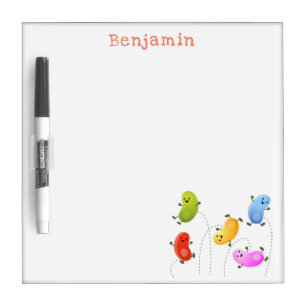 Cute happy jellybeans jumping cartoon illustration dry erase board