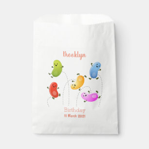 Cute happy jellybeans jumping cartoon illustration favor bag