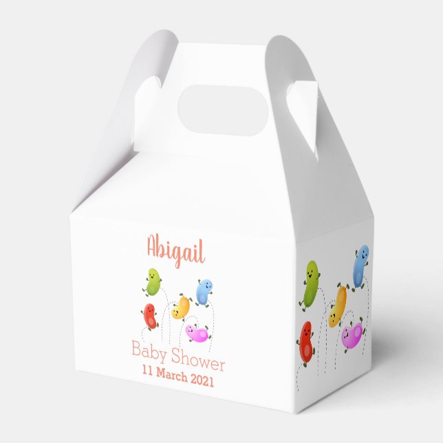 Cute happy jellybeans jumping cartoon illustration favor boxes (Front Side)