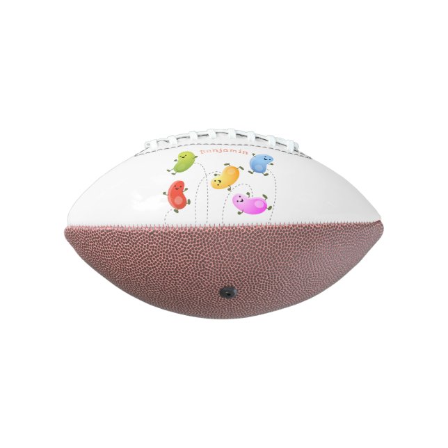 Cute happy jellybeans jumping cartoon illustration football (Rotated 270)