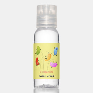 Cute happy jellybeans jumping cartoon illustration hand sanitizer