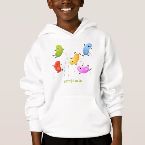 Cute happy jellybeans jumping cartoon illustration hoodie