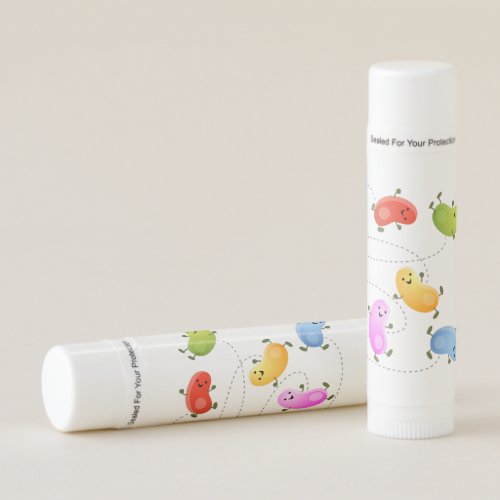 Cute happy jellybeans jumping cartoon illustration lip balm